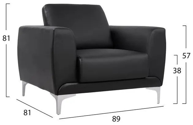 Πολυθρόνα KENZIE C3121.11 με PU Μαύρο 89x81x81 εκ. 89x81x81 εκ.