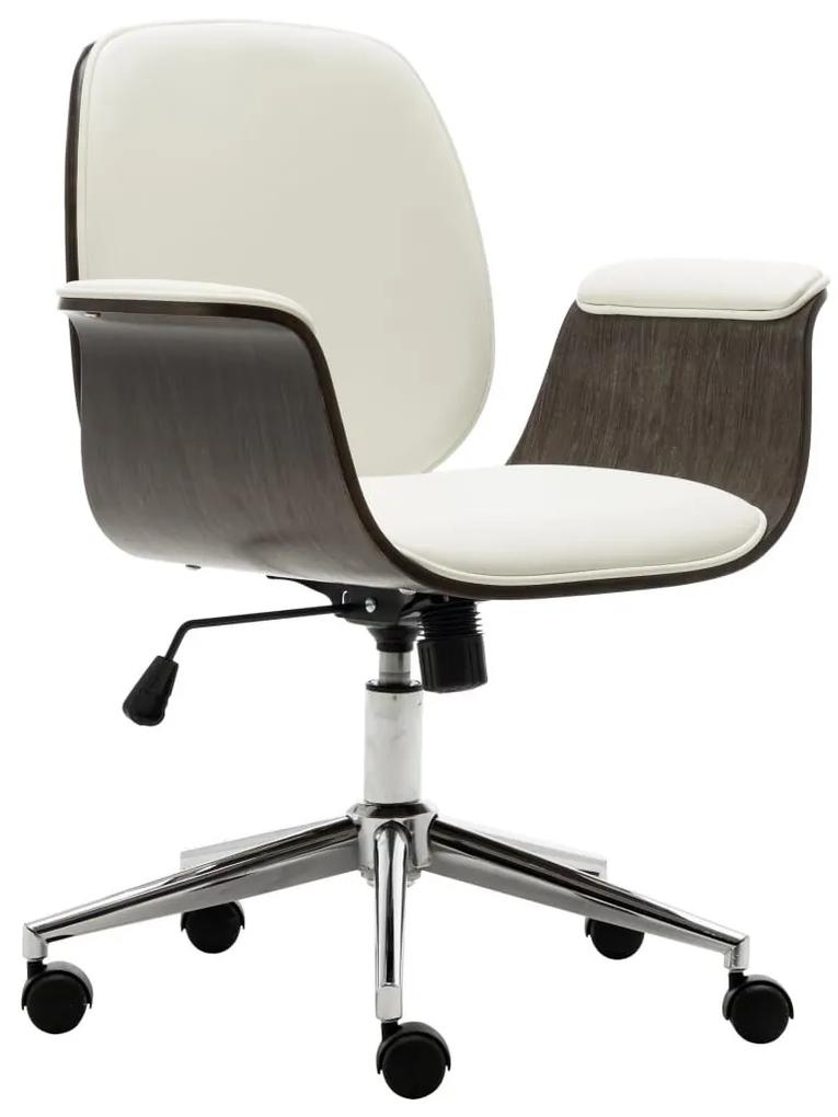 Καρέκλα Γραφείου Λευκή από Λυγισμένο Ξύλο και Συνθετικό Δέρμα - Λευκό