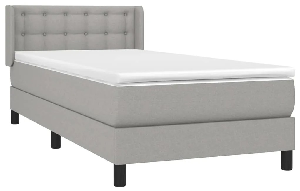 vidaXL Κρεβάτι Boxspring με Στρώμα Ανοιχτό Γκρι 80x200 εκ. Υφασμάτινο