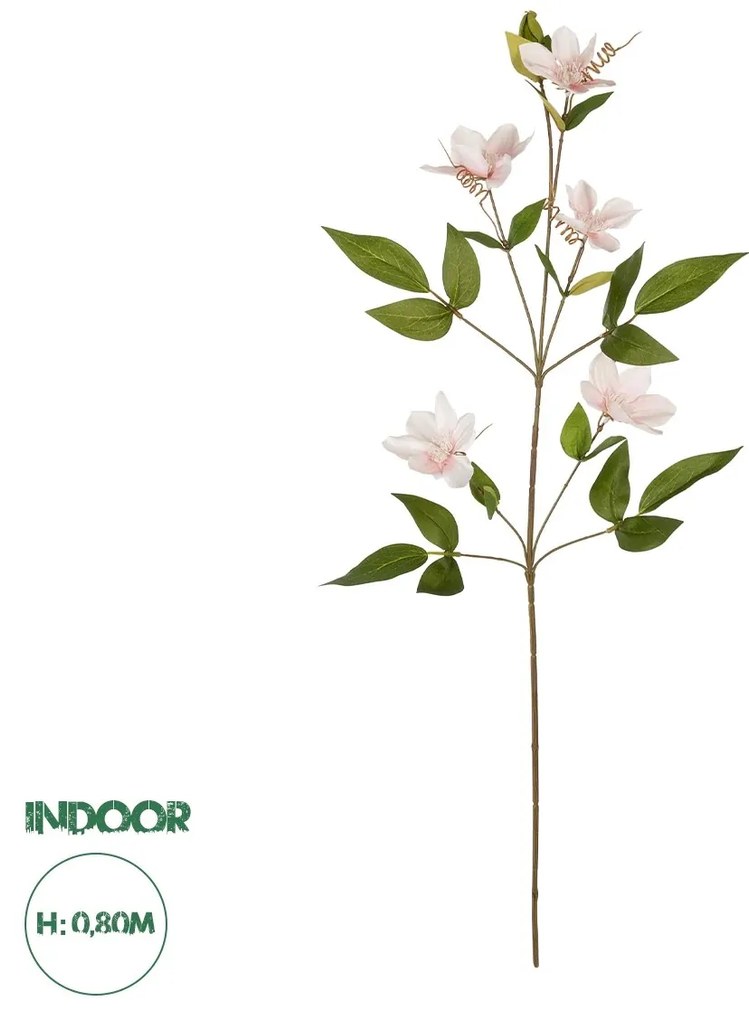 GloboStar® Artificial Garden PALE PINK CLEMANTIS BRANCH 21332 Τεχνητό Διακοσμητικό Κλαδί Ροζ Κλημεντίνα Y80cm