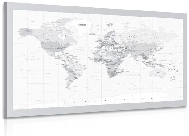 Εικόνα κλασικού ασπρόμαυρου χάρτη με γκρι περίγραμμα - 120x80