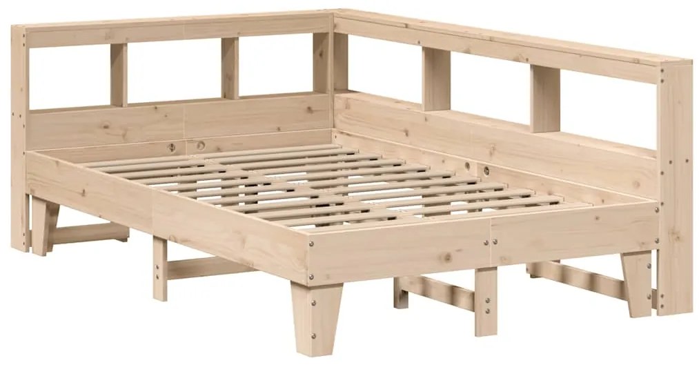 vidaXL Κρεβάτι Βιβλιοθήκη Χωρίς Στρώμα 140x190 εκ Μασίφ Ξύλο Πεύκου