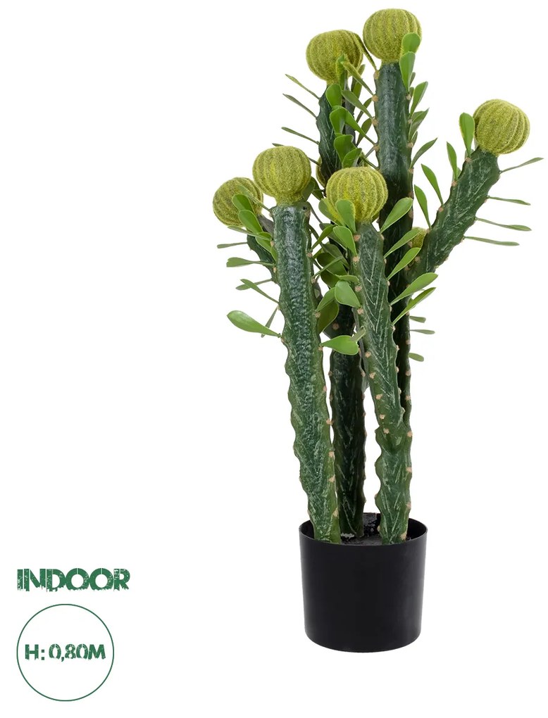 GloboStar® Artificial Garden CEREUS JAMACARU CACTUS 20192 Τεχνητό Διακοσμητικό Φυτό Κάκτος Κηρίος Υ80cm