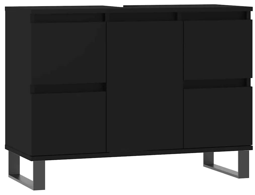 vidaXL Ντουλάπι Μπάνιου Μαύρο 80 x 33 x 60 εκ. από Επεξεργασμένο Ξύλο