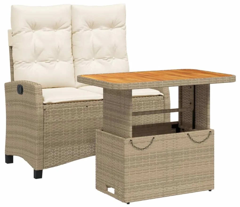 vidaXL Σετ Τραπεζαρίας Κήπου 2 τεμ. Μπεζ Συνθετικό Ρατάν με Μαξιλάρια