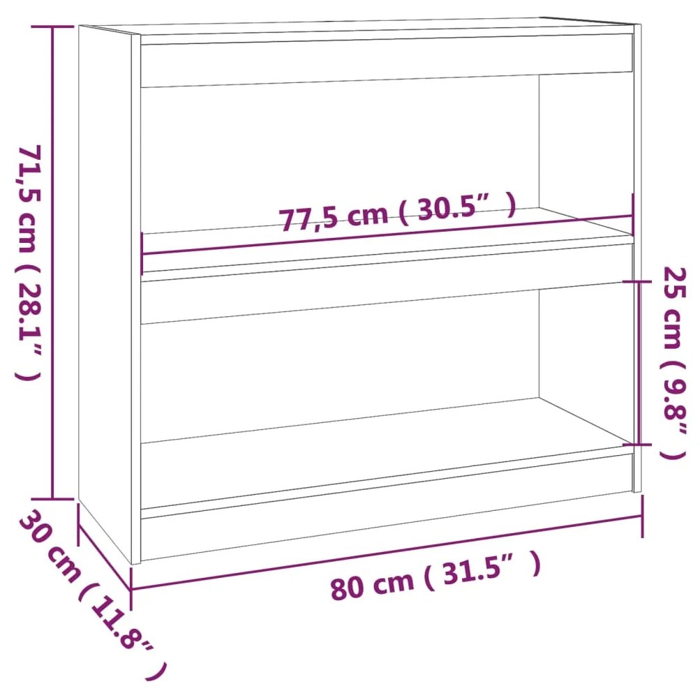 Βιβλιοθήκη/Διαχωριστικό Χώρου Μελί 80x30x71,5 εκ. Ξύλο Πεύκου - Καφέ