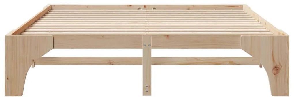 vidaXL Κρεβάτι δαπέδου Καφέ 200 x 200 cm Μασίφ ξύλο πεύκου