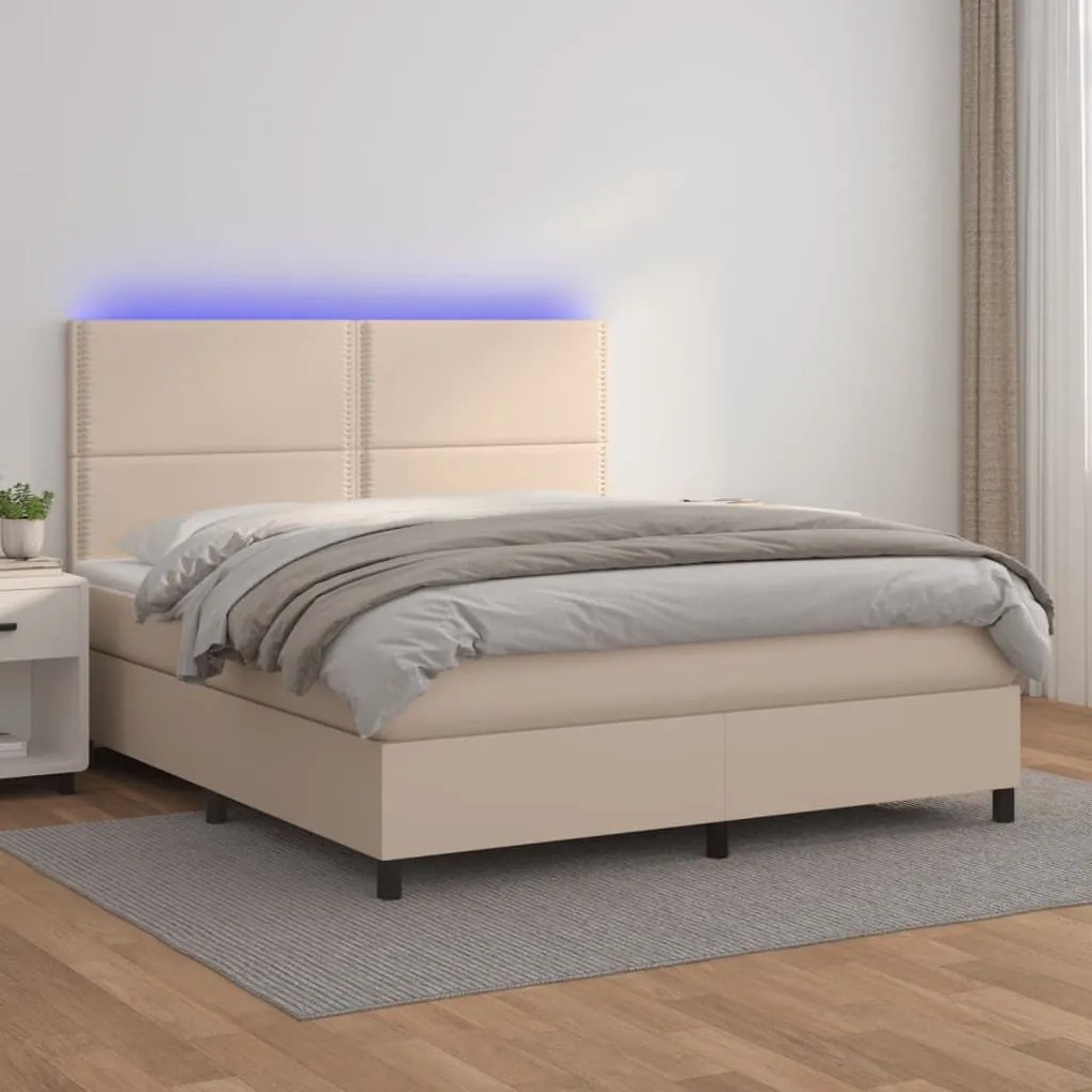 ΚΡΕΒΑΤΙ BOXSPRING ΣΤΡΩΜΑ&amp;LED ΚΑΠΟΥΤΣΙΝΟ 160X200 ΕΚ. ΣΥΝΘ. ΔΕΡΜΑ 3135896