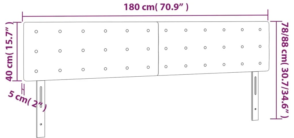 vidaXL Κεφαλάρι Κρεβατιού LED Γκρι 180x5x78/88 εκ. από Συνθετικό Δέρμα