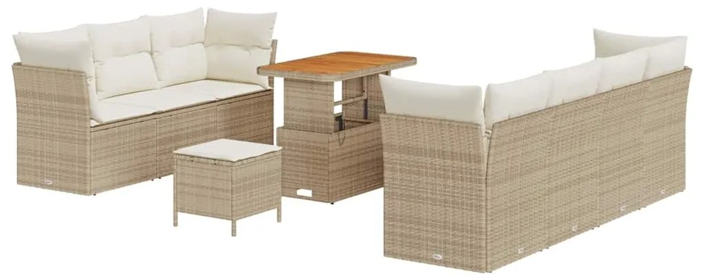 vidaXL Σετ Καναπέ Κήπου 10 pcs μπεζ και κρεμ 90 x 55 x 71 cm