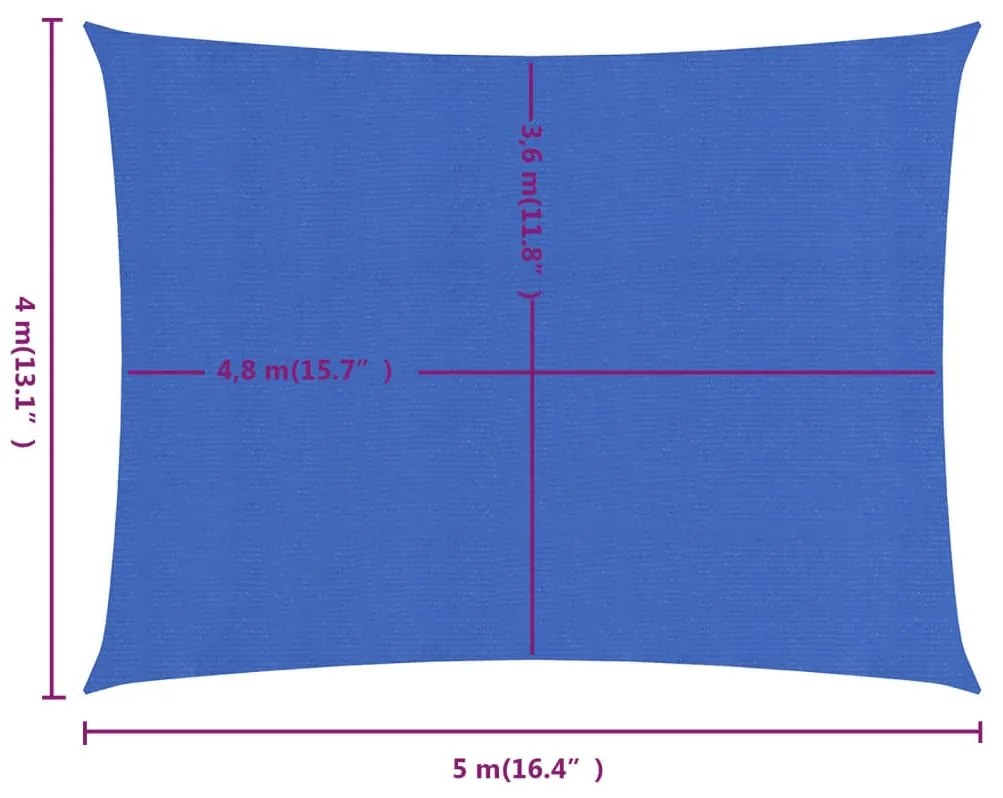 Πανί Σκίασης Μπλε Ορθογώνιο 4x5 μ. από HDPE 160 γρ/μ² - Μπλε