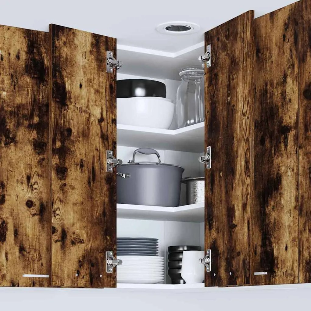 vidaXL Κρεμαστό ντουλάπι Καπνιστός Δρυς και Λευκό 57 x 57 x 80 εκ.