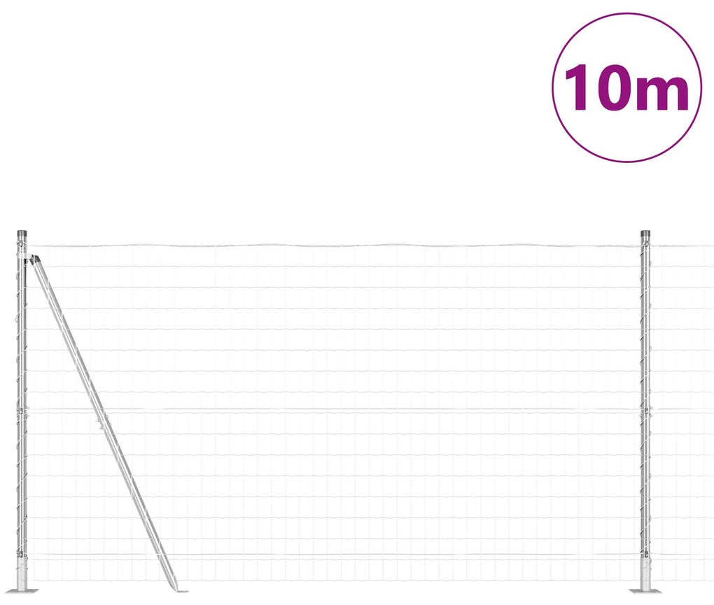 vidaXL Euro Fence με 7 Φλαγγισμένους Πόλους 1.2x10 μ Γαλβανισμένο Χάλυβα