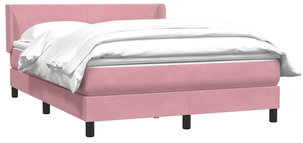 vidaXL Κρεβάτι Boxspring με Στρώμα Ροζ 140x210 εκ. Βελούδινο