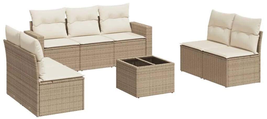 vidaXL Σαλόνι Κήπου Σετ 8 τεμ. Μπεζ Συνθετικό Ρατάν με Μαξιλάρια