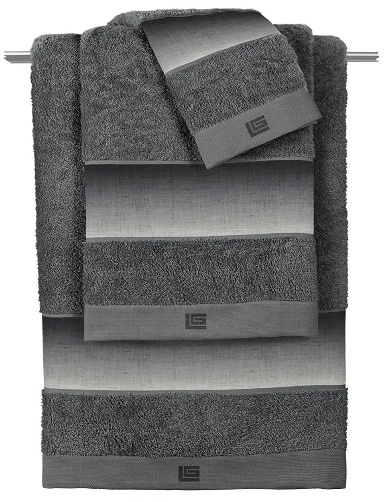 Πετσέτες Μπάνιου (Σετ 3τμχ) Guy Laroche Mykonos Anthracite 500gsm