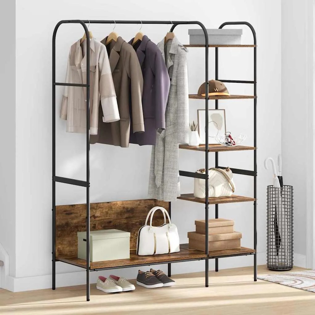 vidaXL Ράφι Ρούχων με ράφι Καφέ 120 x 44 x 160 εκ Επεξεργασμένο ξύλο