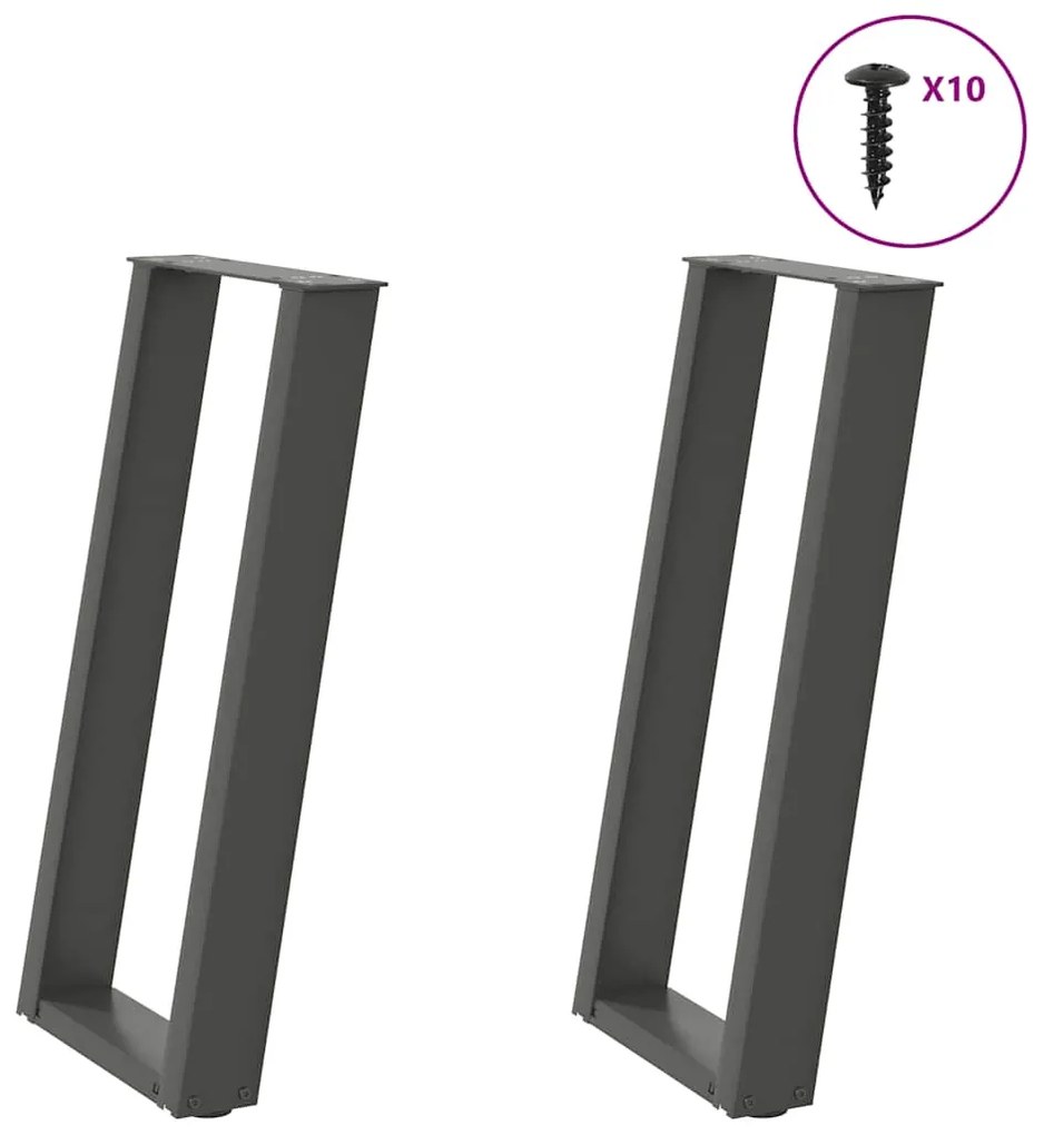 vidaXL Πόδια Κονσόλας 2 τεμ. σε σχήμα U, Ανθρακί 28x(72-73) εκ. από Ατσάλι