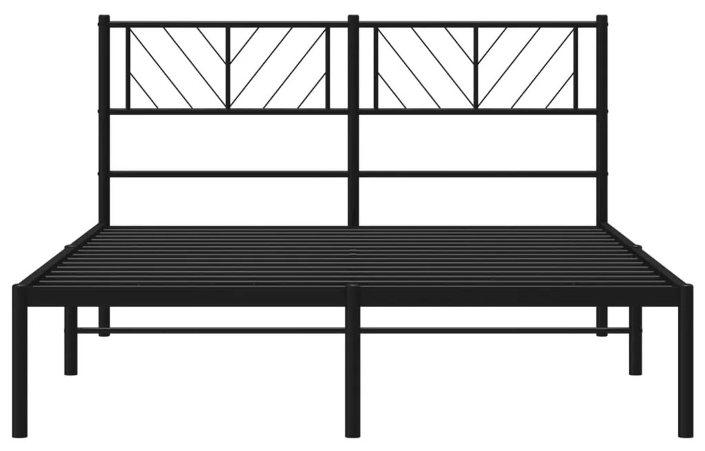 Πλαίσιο Κρεβατιού με Κεφαλάρι Μαύρο 140 x 190 εκ. Μεταλλικό - Μαύρο
