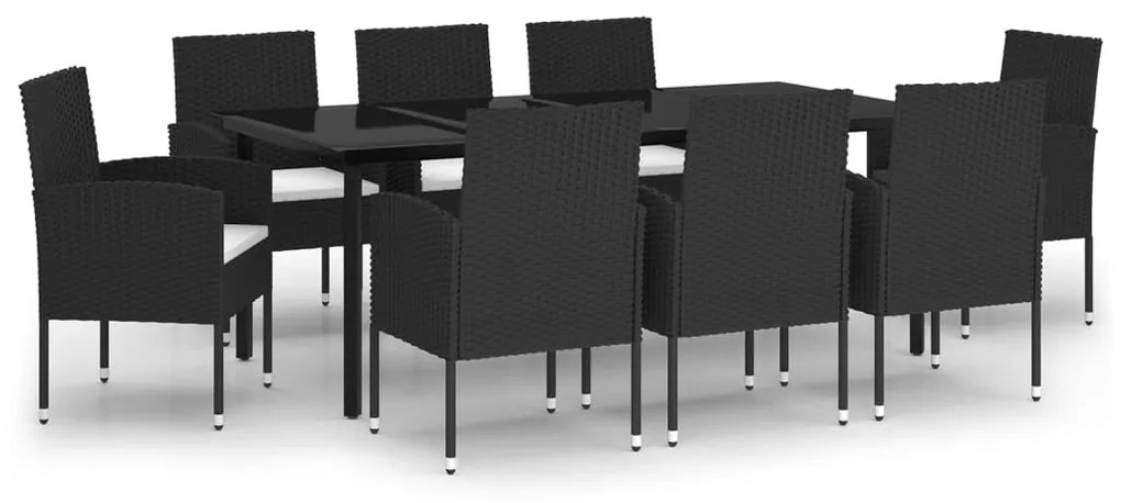 vidaXL Σετ Τραπεζαρίας Κήπου 9 Τεμαχίων Μαύρο