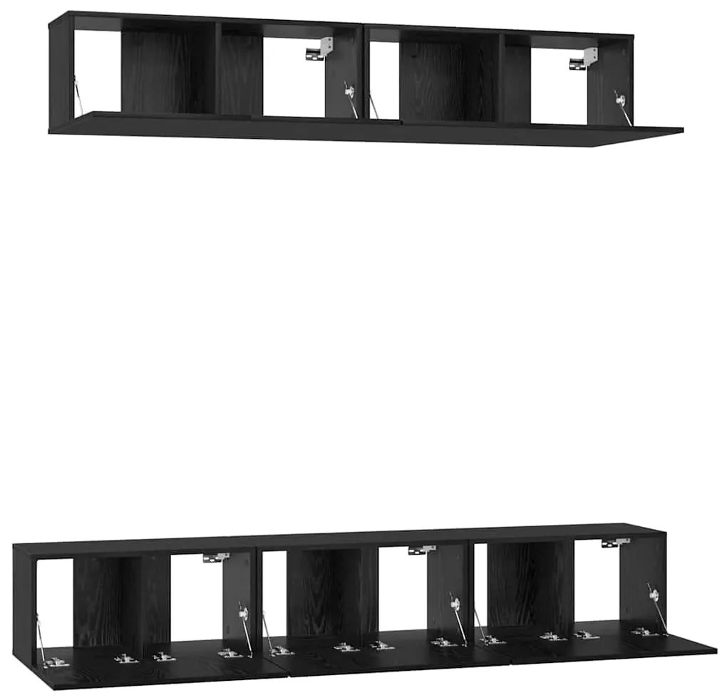 vidaXL Σετ επίπλου τηλεόρασης Επιτοίχιο 5 pcs Μαύρη Οξυά