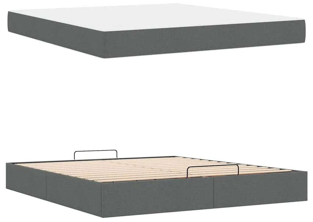 vidaXL Σκελετός Κρεβατιού Άλλο Σκούρο γκρι 180 x 200 cm ύφασμα