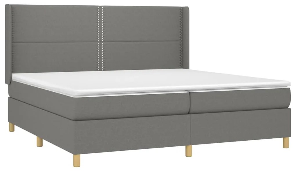 vidaXL Κρεβάτι Boxspring με Στρώμα Σκούρο Γκρι 200x200 εκ. Υφασμάτινο