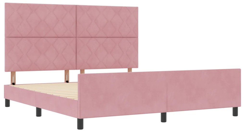 vidaXL Σκελετός Κρεβατιού με κεφαλάρι Ροζ 180 x 200 cm Βελούδο