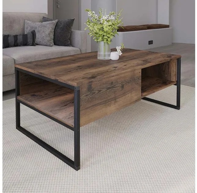 Τραπεζάκι Σαλονιού Lawrence Καπνιστή Καρυδιά 105x60x46 GP041-0048,1 Megapap-GP041-0048,1-Σκ. καφέ GP041-0048,1