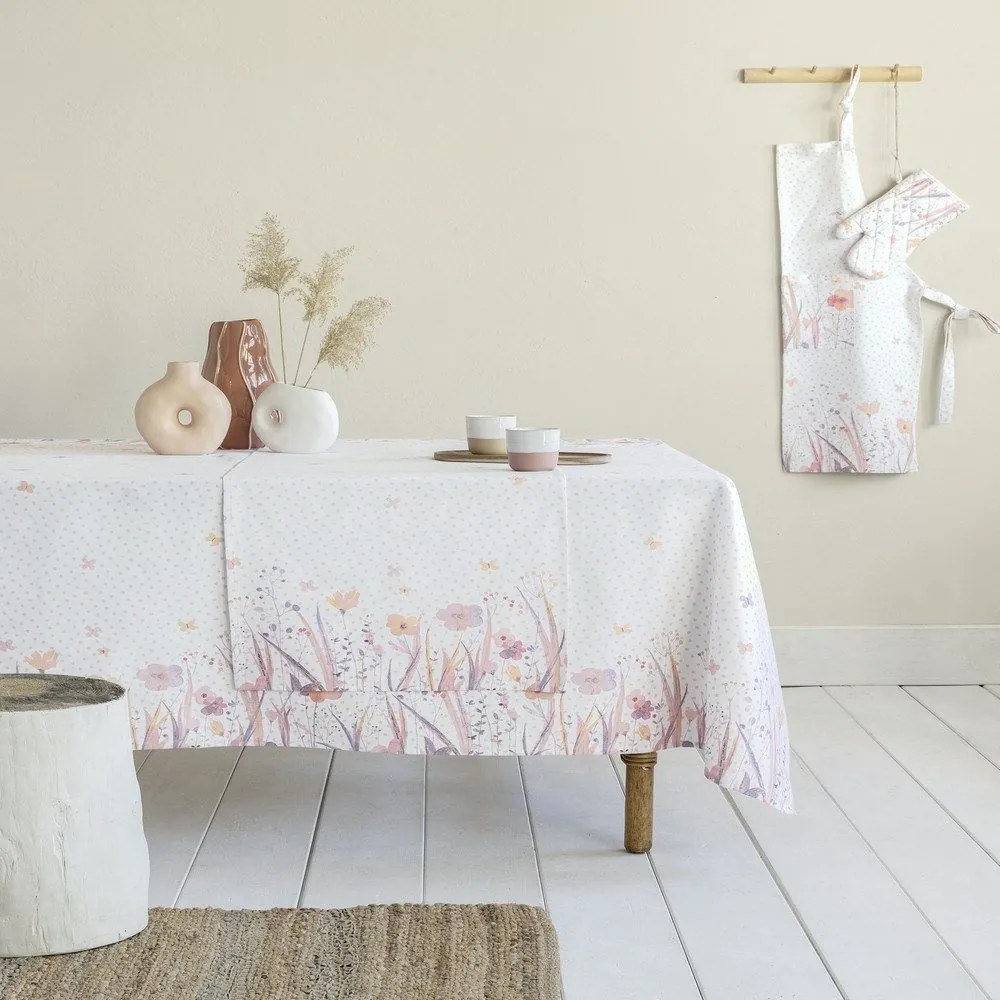 Τραπεζομάντηλο Laurel White-Pink Nima 150X190 100% Cotton