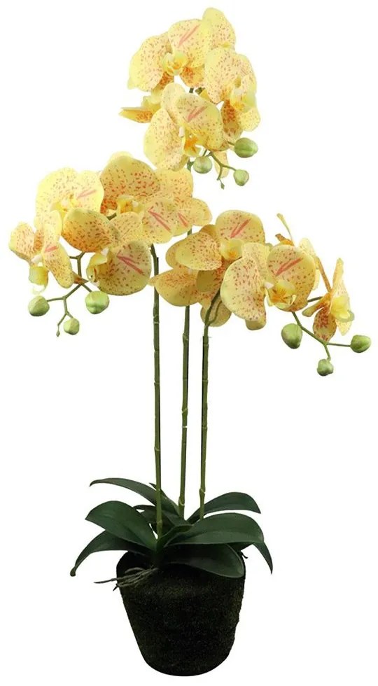 Τεχνητό Φυτό Ορχιδέα Phalaenopsis 8301-6 Κίτρινο 80cm Yellow Supergreens Ύφασμα,Πλαστικό