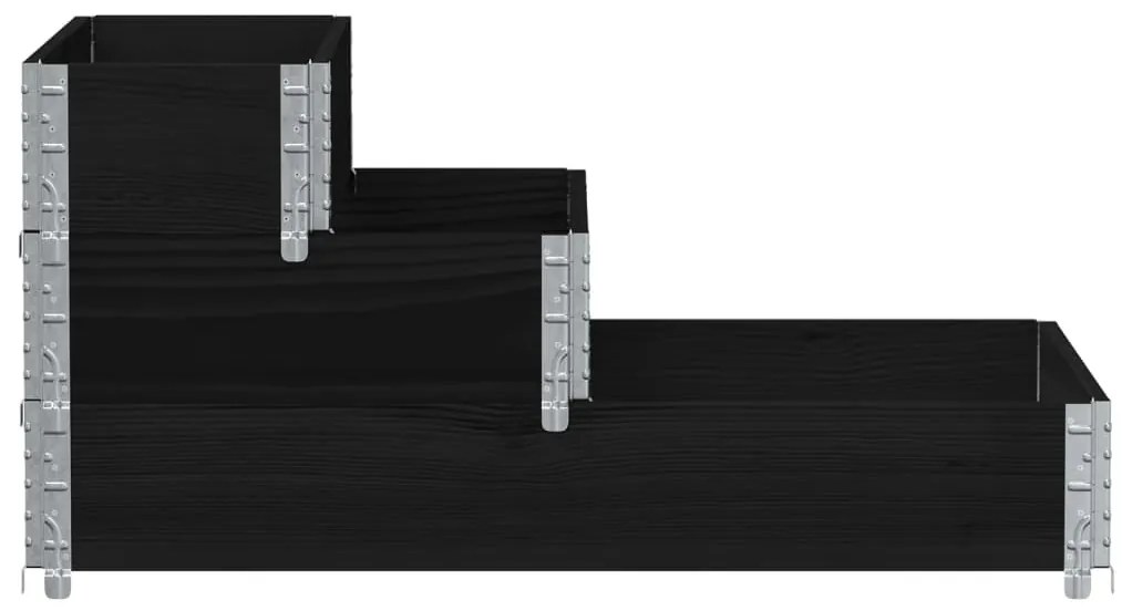 vidaXL Ζαρντινιέρα Υπερ. 3 Επιπέδων Μαύρη 120x80 εκ. Μασίφ Ξύλο Πεύκου