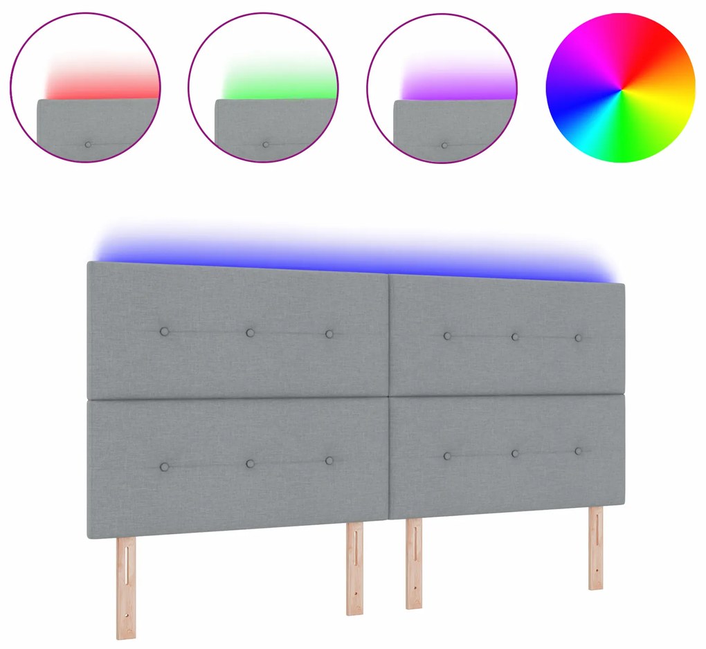 vidaXL LED Κεφαλάρι Φωτισμού Γκρι 100 εκ Ύφασμα