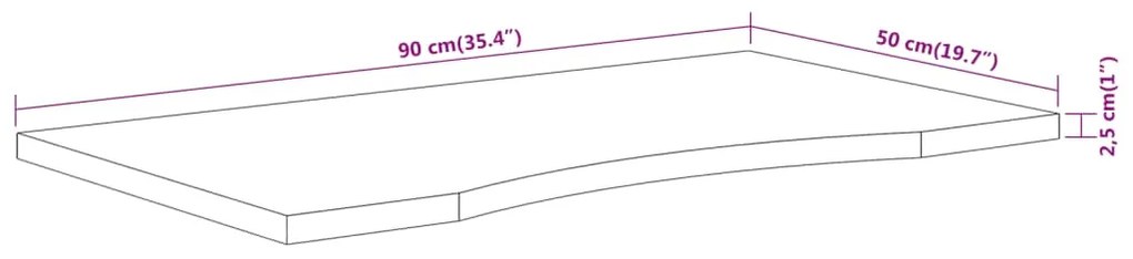 Επιφάνεια Γραφείου Ορθογώνια 90x50x2,5 εκ. Μασίφ Ξύλο Ακακίας - Καφέ