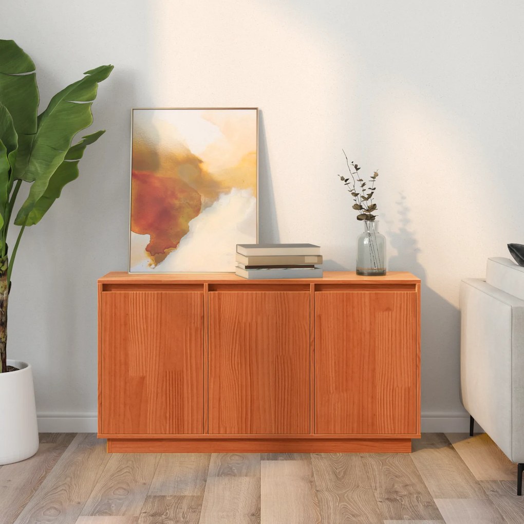 vidaXL Πλαϊνό γραφείο Καφέ 111 x 34 x 60 εκ Μασίφ ξύλο πεύκου