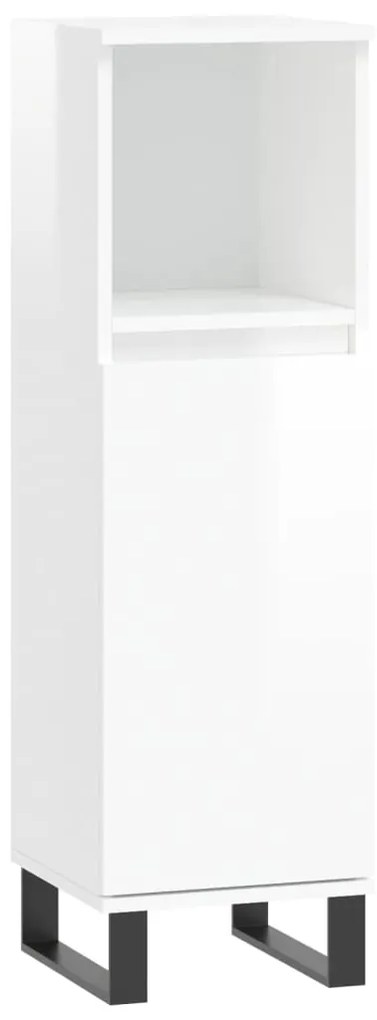 vidaXL Ντουλάπι Μπάνιου Γυαλιστερό Λευκό 30x30x100 εκ. Επεξεργ. Ξύλο