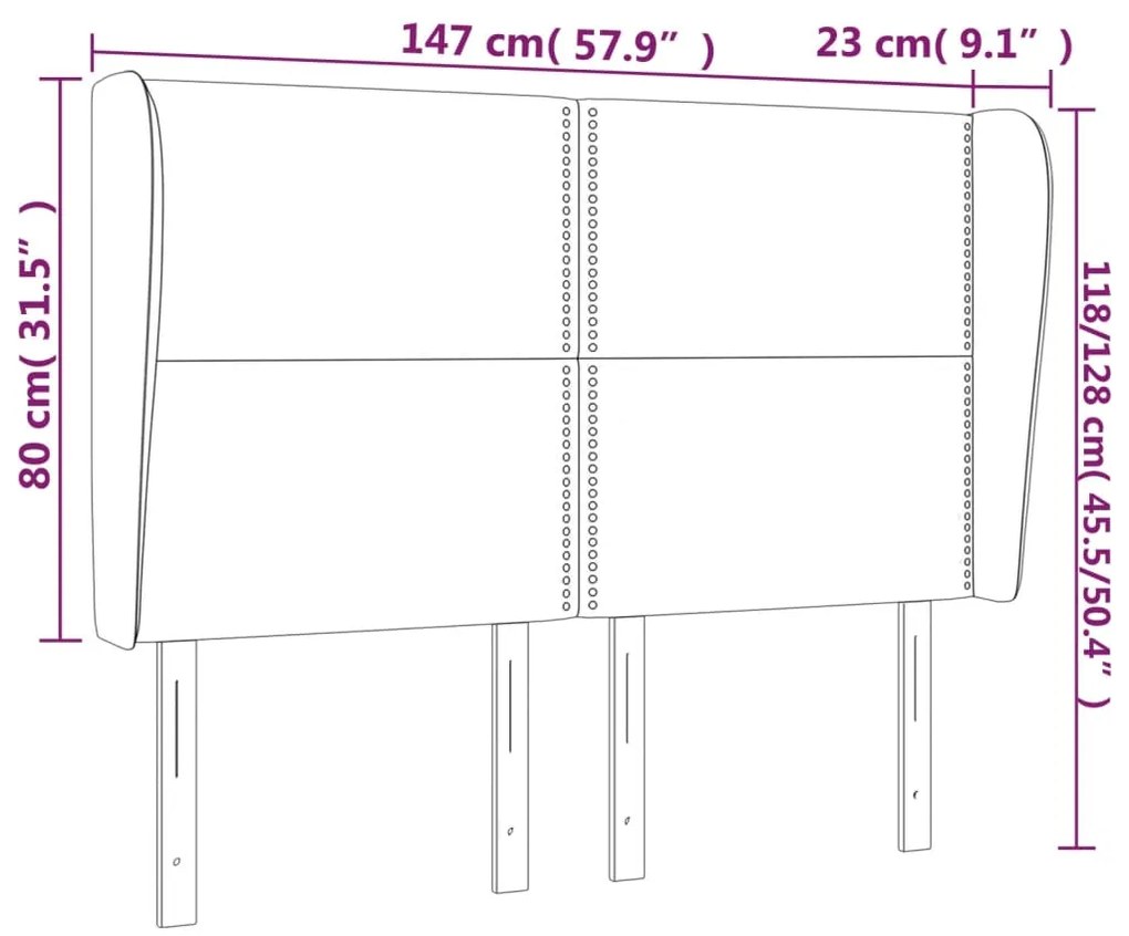 Κεφαλάρι με Πτερύγια Σκούρο Καφέ 147x23x118/128 εκ.Υφασμάτινο 3117817
