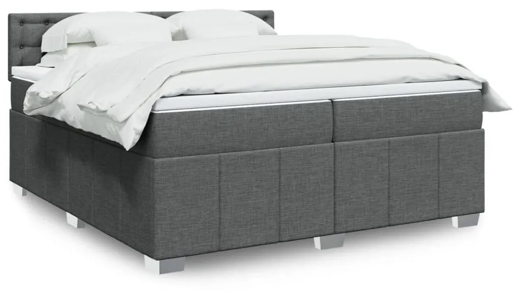 ΚΡΕΒΑΤΙ BOXSPRING ΜΕ ΣΤΡΩΜΑ ΣΚΟΥΡΟ ΓΚΡΙ 200X200 ΕΚ. ΥΦΑΣΜΑΤΙΝΟ 3287190