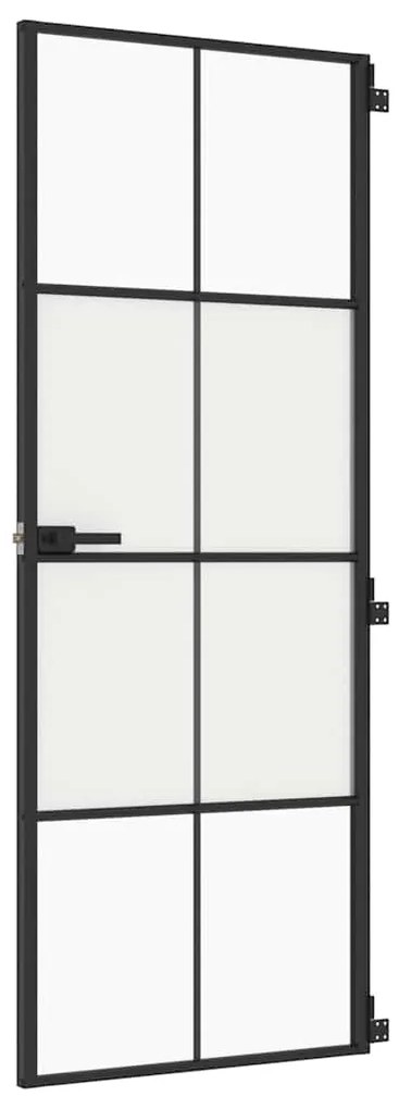 vidaXL Εσωτερική Πόρτα Μαύρη 76x201,5 εκ. Ψημένο Γυαλί και Αλουμίνιο
