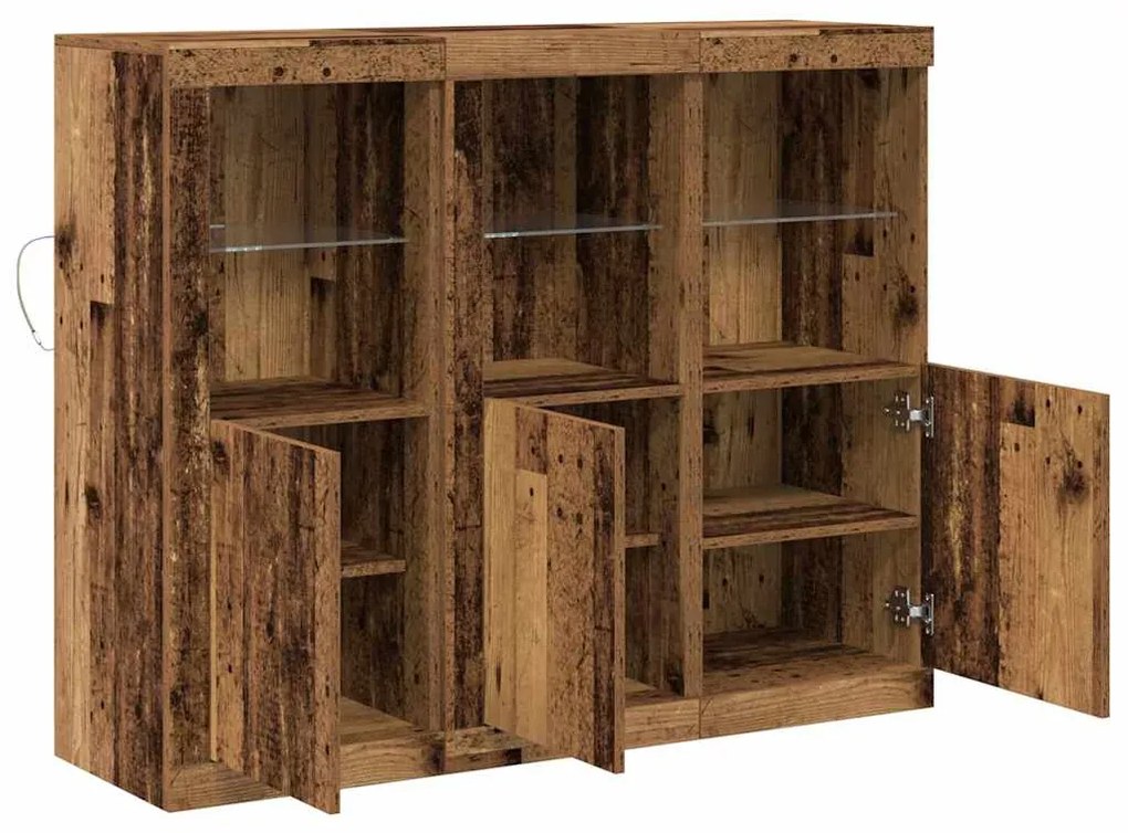 vidaXL Πλαϊνό γραφείο 3 pcs Παλαιό ξύλο 123 x 37 x 100 εκ