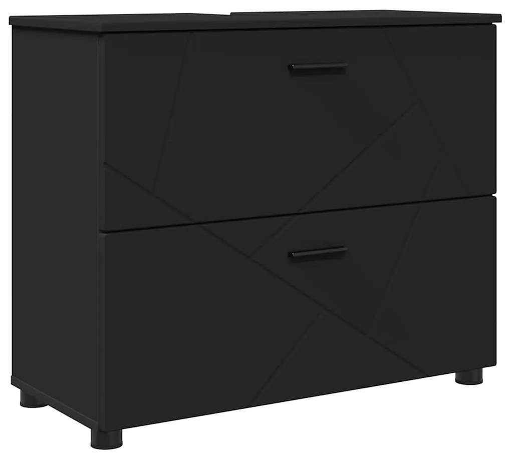 vidaXL Σετ Επίπλων Μπάνιου με συρτάρι με ράφι Επιτοίχιο 4 pcs Μαύρο