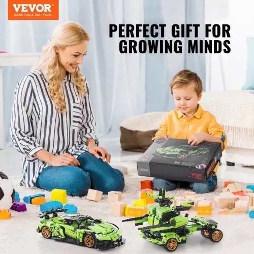 VEVOR STEM Building Toys for Kids 2 in 1 App &amp; Remote Control Car/Robot 461 PCS