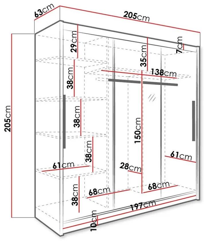 Ντουλάπα Bristol 116, Άσπρο, 205x205x63cm, 163 kg, Πόρτες ντουλάπας: Ολίσθηση, Αριθμός ραφιών: 5, Αριθμός ραφιών: 5 | Epipla1.gr