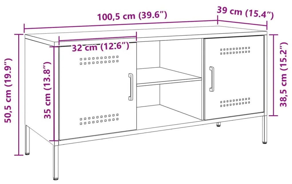 Έπιπλο Τηλεόρασης Μουσταρδί Κίτρινο 100,5x39x50,5εκ. από Ατσάλι - Κίτρινο