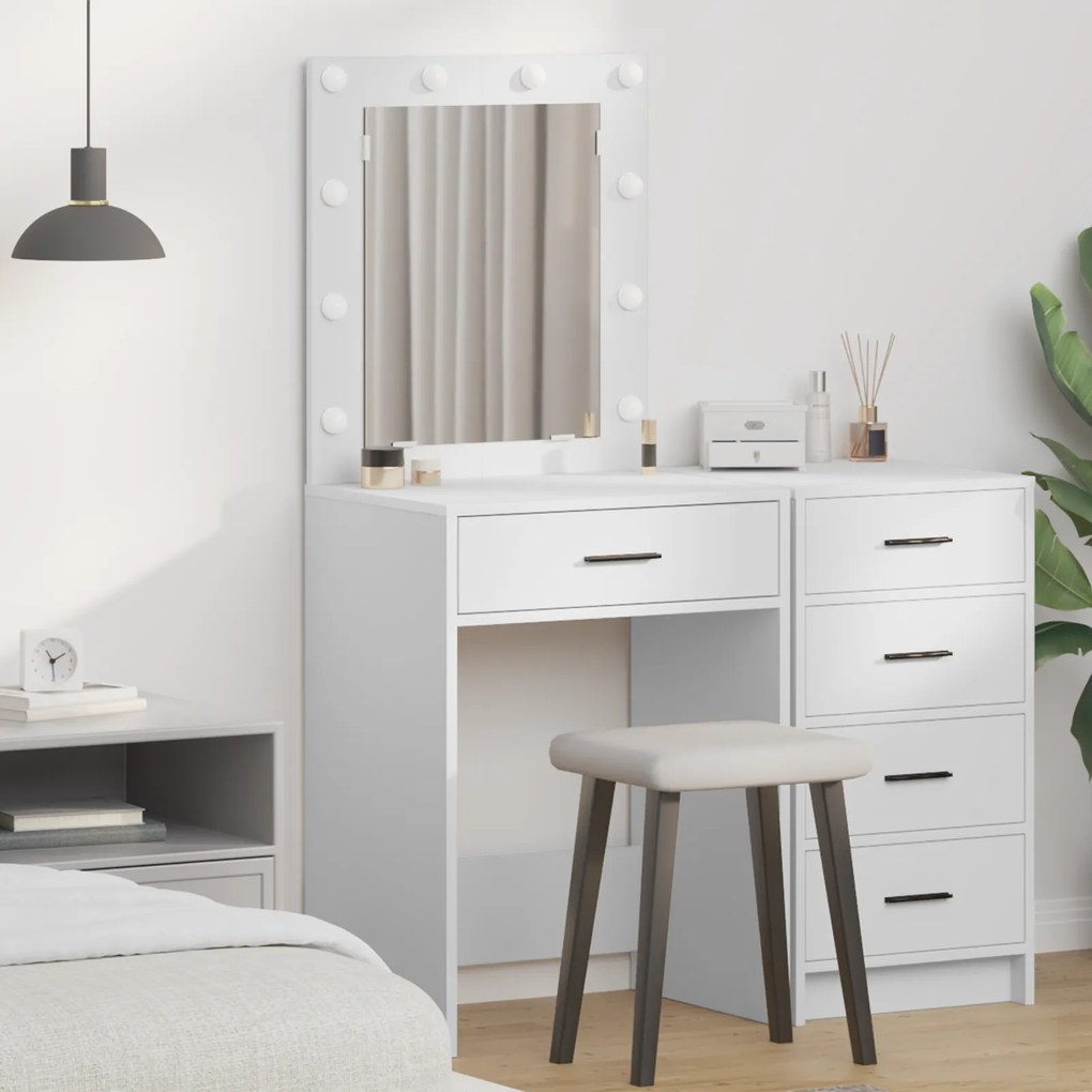 vidaXL Κομοδίνο με συρτάρι Λευκό 50 x 41 x 135 εκ Επεξεργασμένο ξύλο