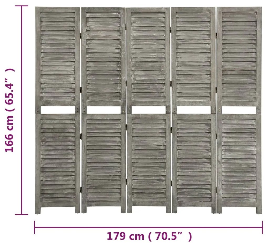 ΔΙΑΧΩΡΙΣΤΙΚΟ ΔΩΜΑΤΙΟΥ ΜΕ 5 ΠΑΝΕΛ ΓΚΡΙ 179 X 166 ΕΚ. ΜΑΣΙΦ ΞΥΛΟ 338576