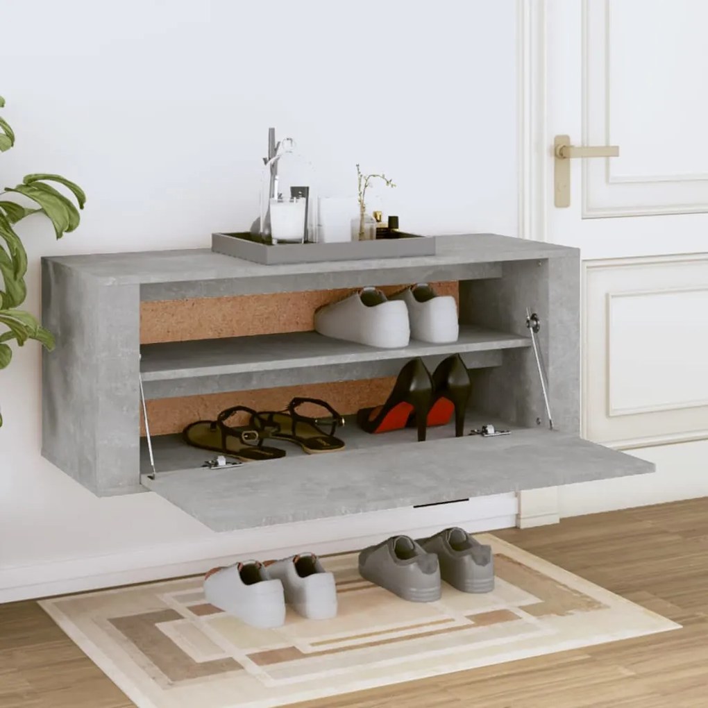 vidaXL Παπουτσοθήκη Γκρι Σκυροδέματος 100x35x38 εκ. Επεξεργασμένο Ξύλο