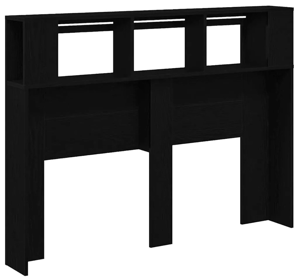 vidaXL LED κεφαλάρι με ράφι Μαύρη δρυς 140 x 18.5 x 103.5 εκ