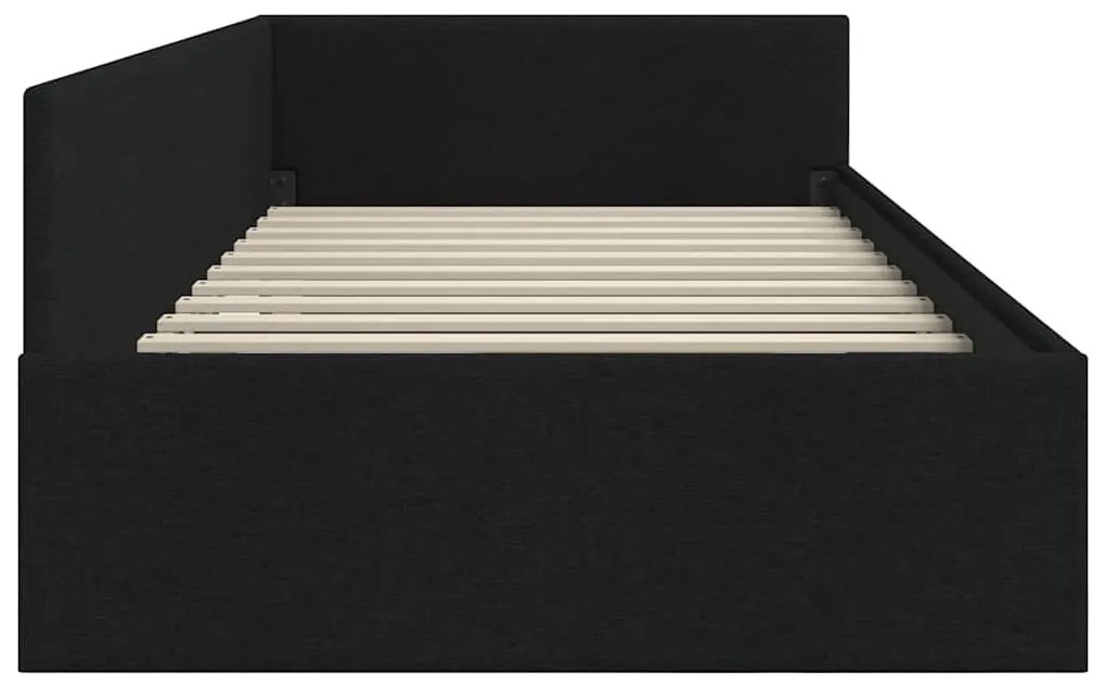 vidaXL Κρεβάτι Γωνίας Μαύρο 90 x 200 cm Ύφασμα και Έργο ξύλου