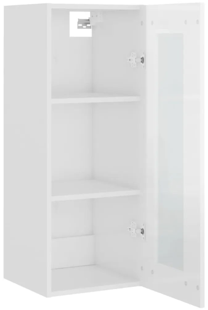 vidaXL Ντουλάπι Γυαλ. Λευκό 34,5 x 34 x 180 εκ. από Επεξεργασμένο Ξύλο